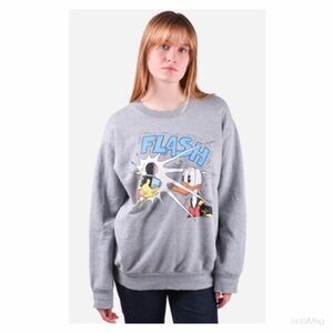 NEW Gucci x Disney Grey Flash Donald Duck Sweatshirt Size XL Crewneck Distressed
